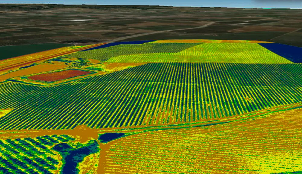 Demostración de agricultura de precisión utilizando drones.