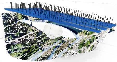 Fotogrametría de una presa realizada con tecnología de drones.