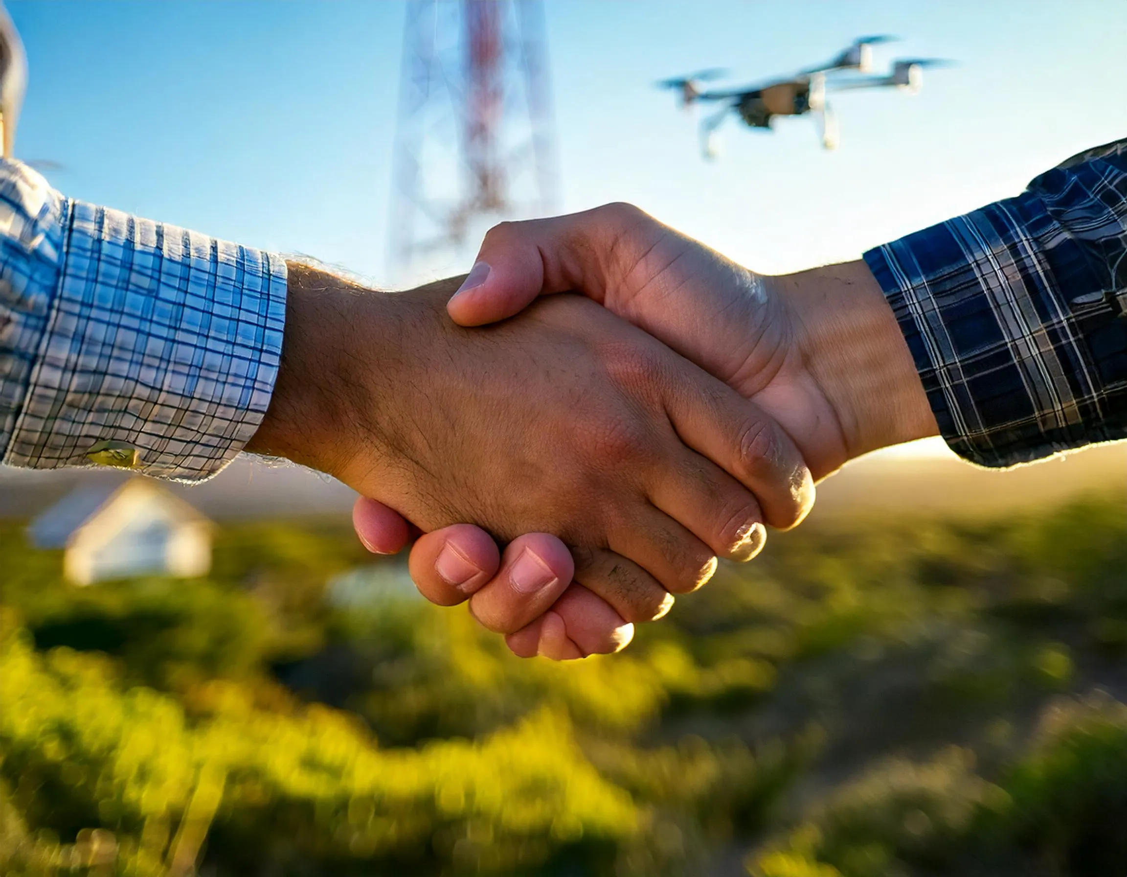 Drones inspeccionando torres de telecomunicaciones para mantenimiento eficiente.